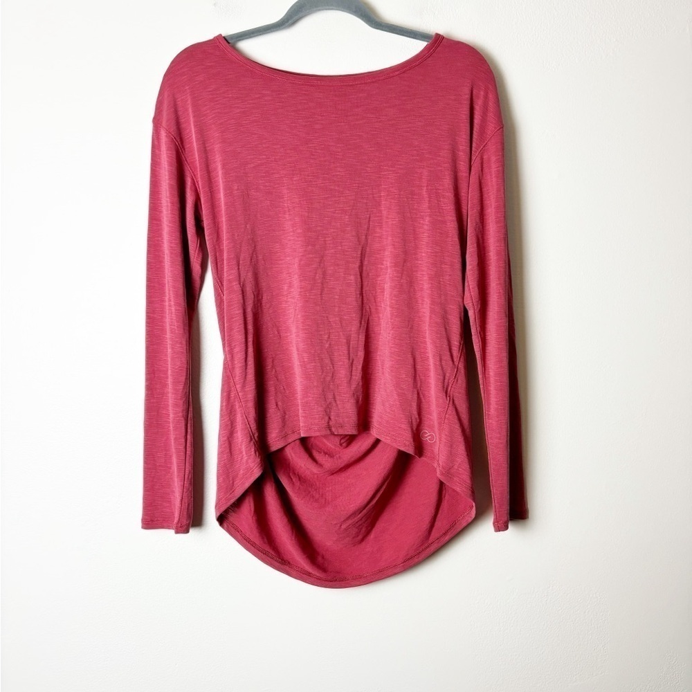 CALIA CARRIE UNDERWOOD Drape Back Long Sleeve Modal Pink Activewear Top Size S